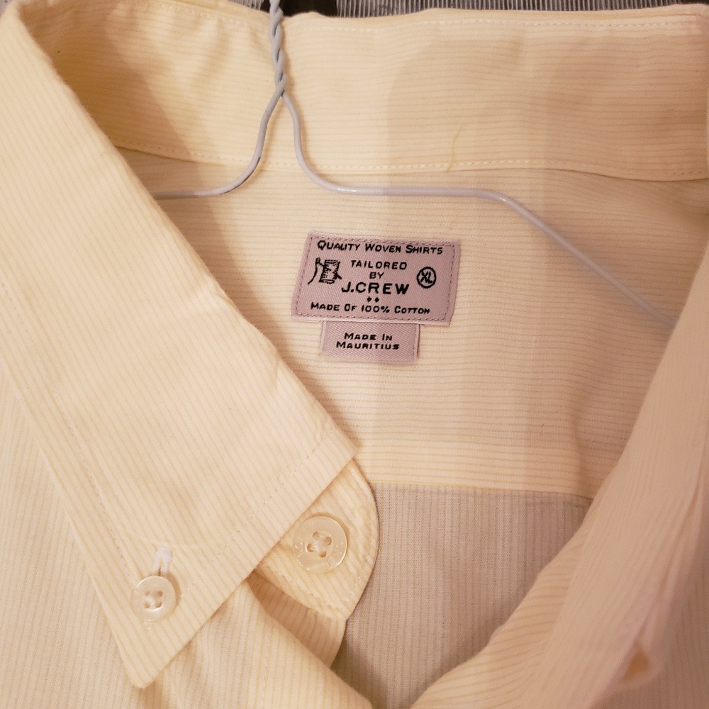 J. Crew Men's Spring shirt Yellow thin pin stripe - Picture 4 of 5